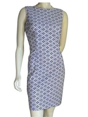 ALYX LIMITED | Above The Knee Blue White Print Geometric Dress | Size 8